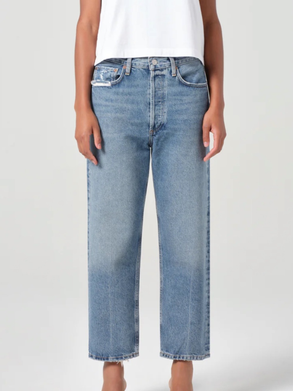 AGOLDE 90’s Crop Mid Rise Straight Jeans Hooked Wash Size 31 Relaxed Loose Fit
